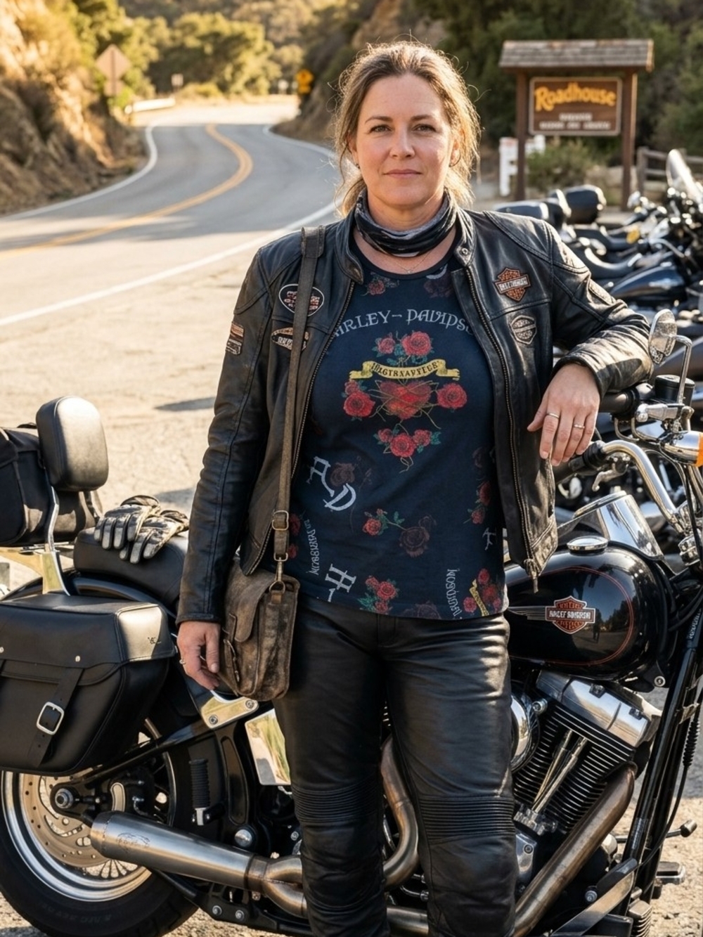 Harley-Davidson Black Tee with Red Rose Graphic - Picture 3 of 7